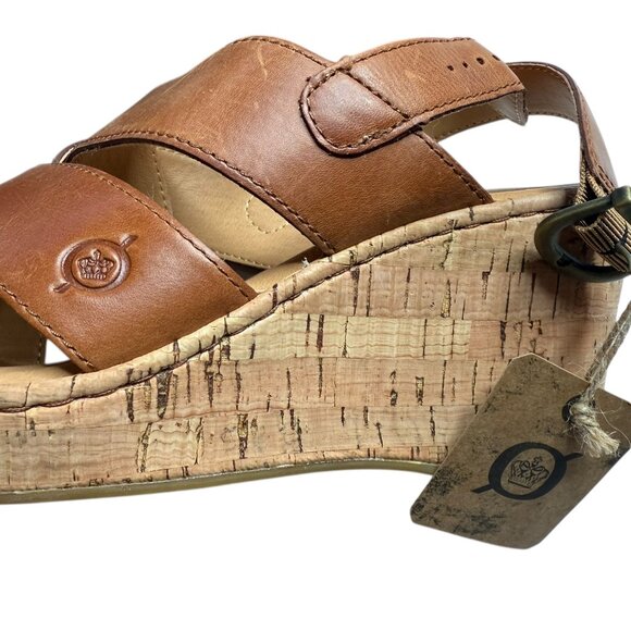 NEW NWT SAMI CORK WEDGE SANDAL BY BORN BRAND. TAN. SIZE WOMEN'S 10M. - Picture 5 of 14